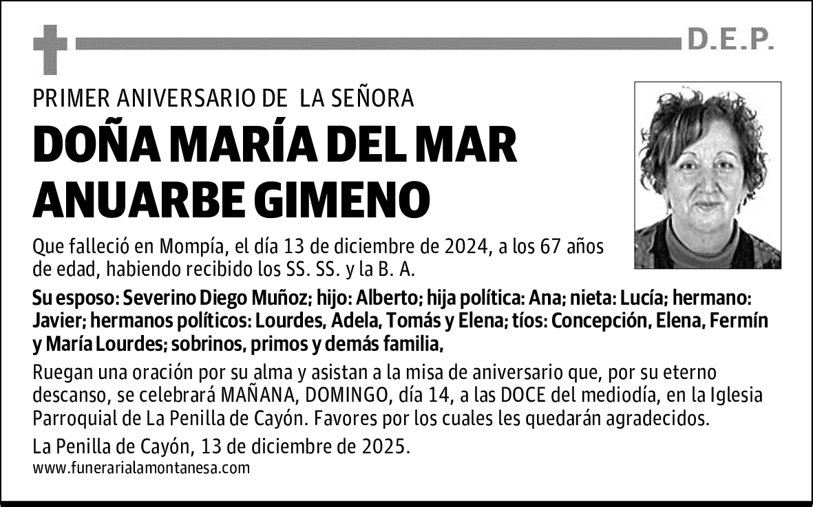 DOÑA MARÍA DEL MAR ANUARBE GIMENO