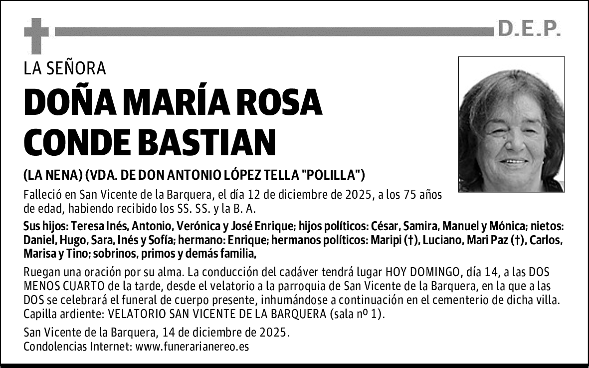 DOÑA MARÍA ROSA CONDE BASTIAN