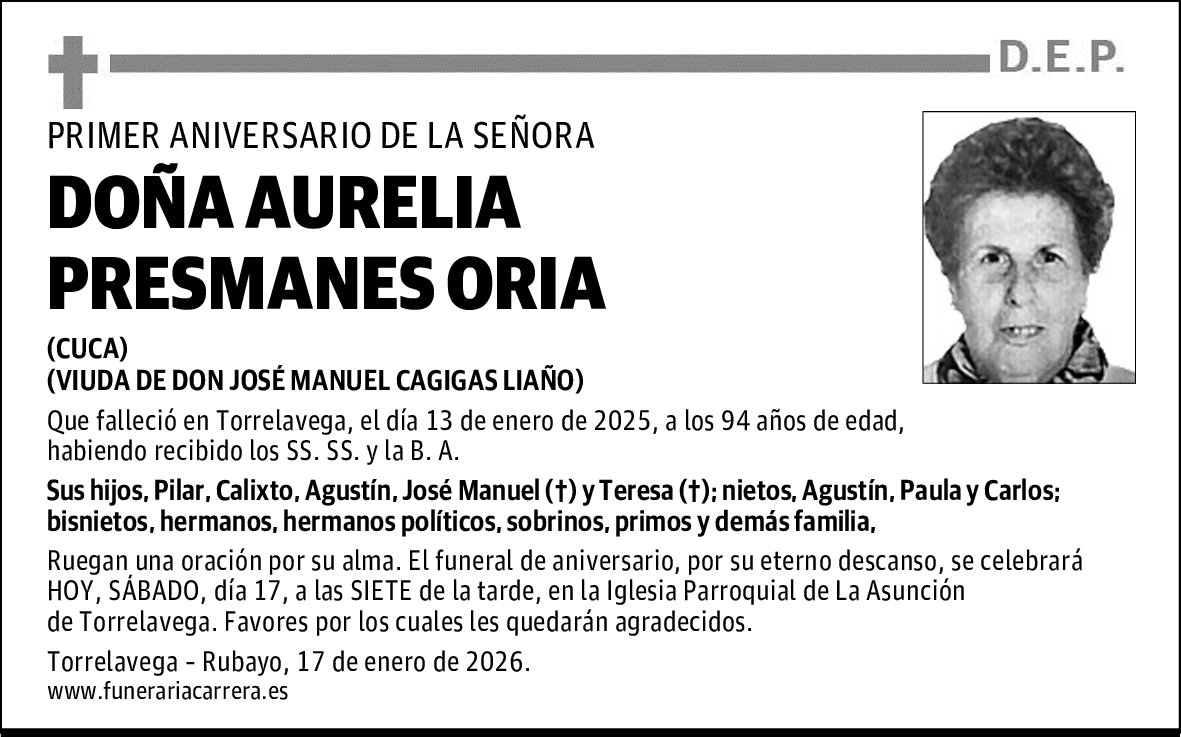 DOÑA AURELIA PRESMANES ORIA