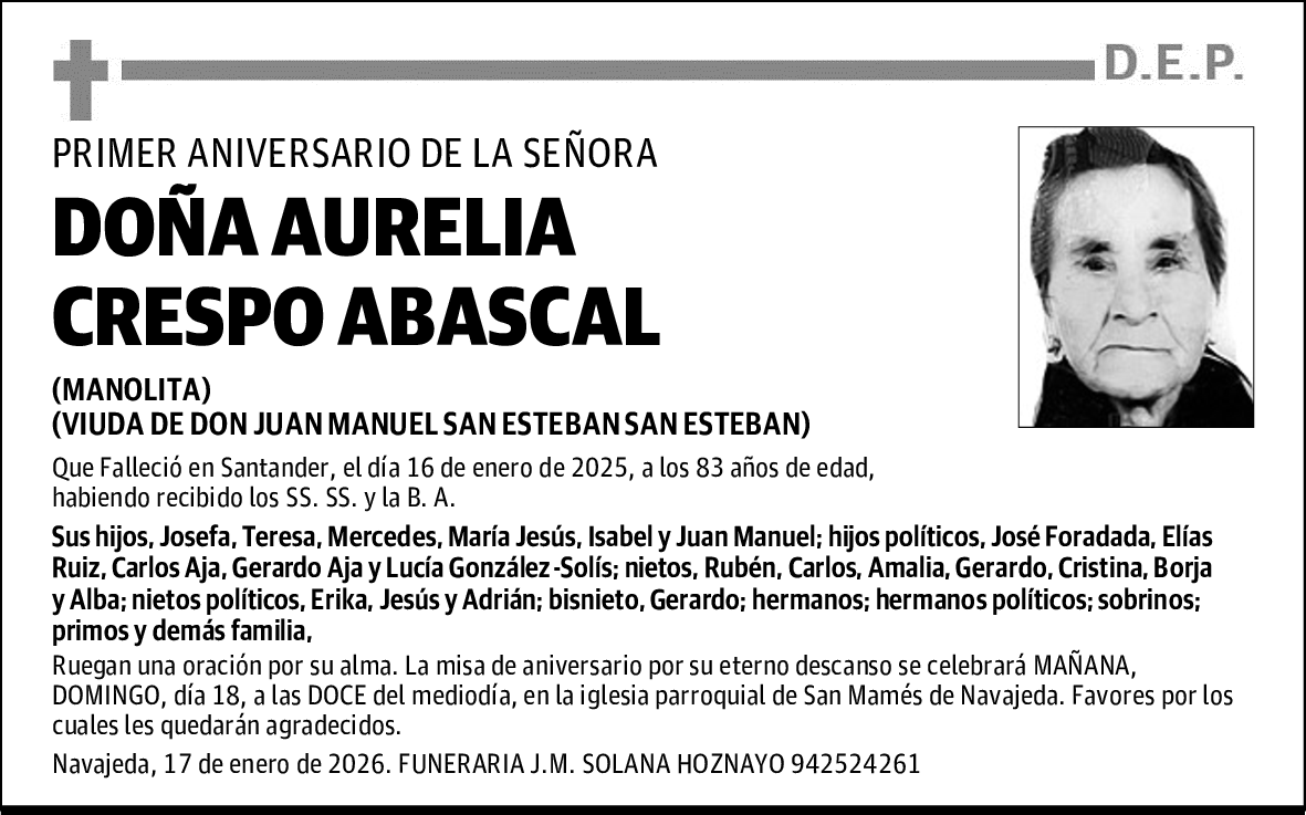 DOÑA AURELIA CRESPO ABASCAL