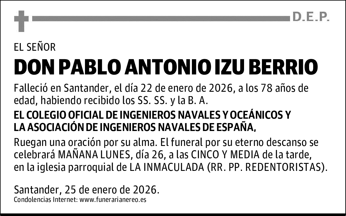 DON PABLO ANTONIO IZU BERRIO