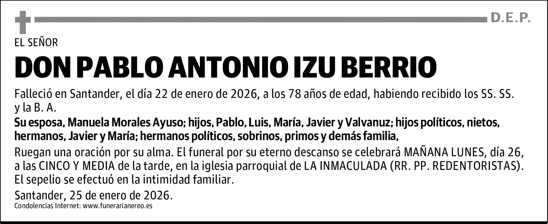 DON PABLO ANTONIO IZU BERRIO