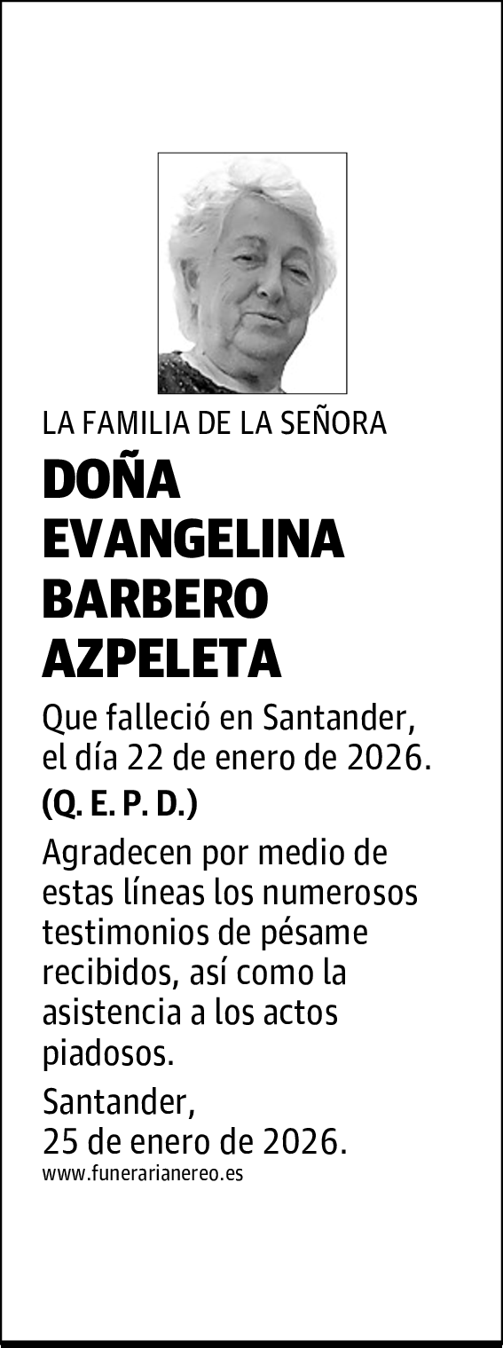 DOÑA EVANGELINA BARBERO AZPELETA