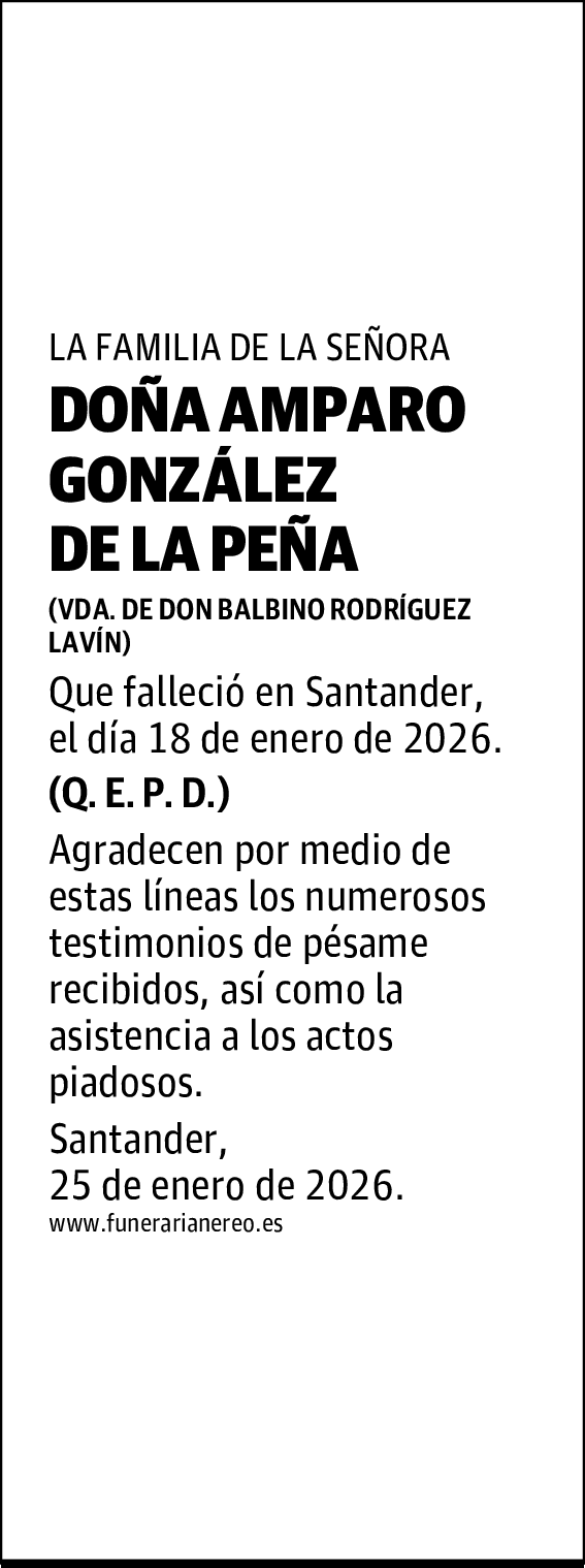 DOÑA AMPARO GONZÁLEZ DE LA PEÑA