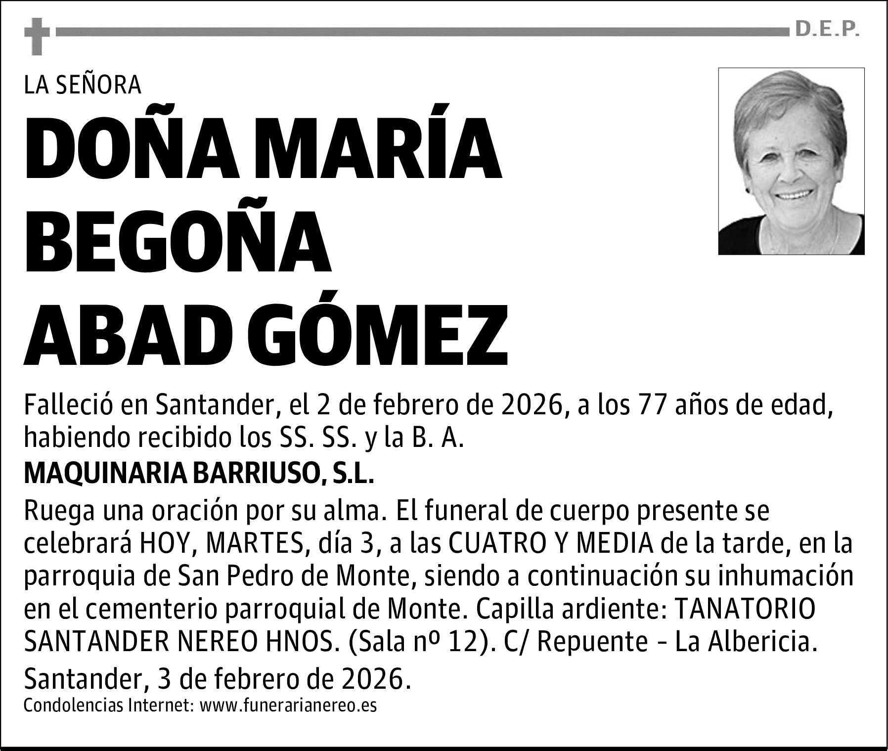 DOÑA MARÍA BEGOÑA ABAD GÓMEZ