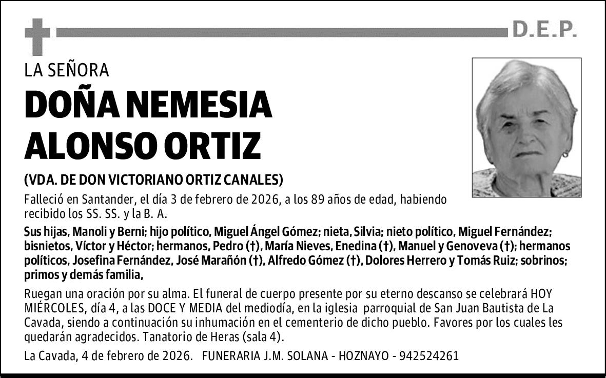 DOÑA NEMESIA ALONSO ORTIZ