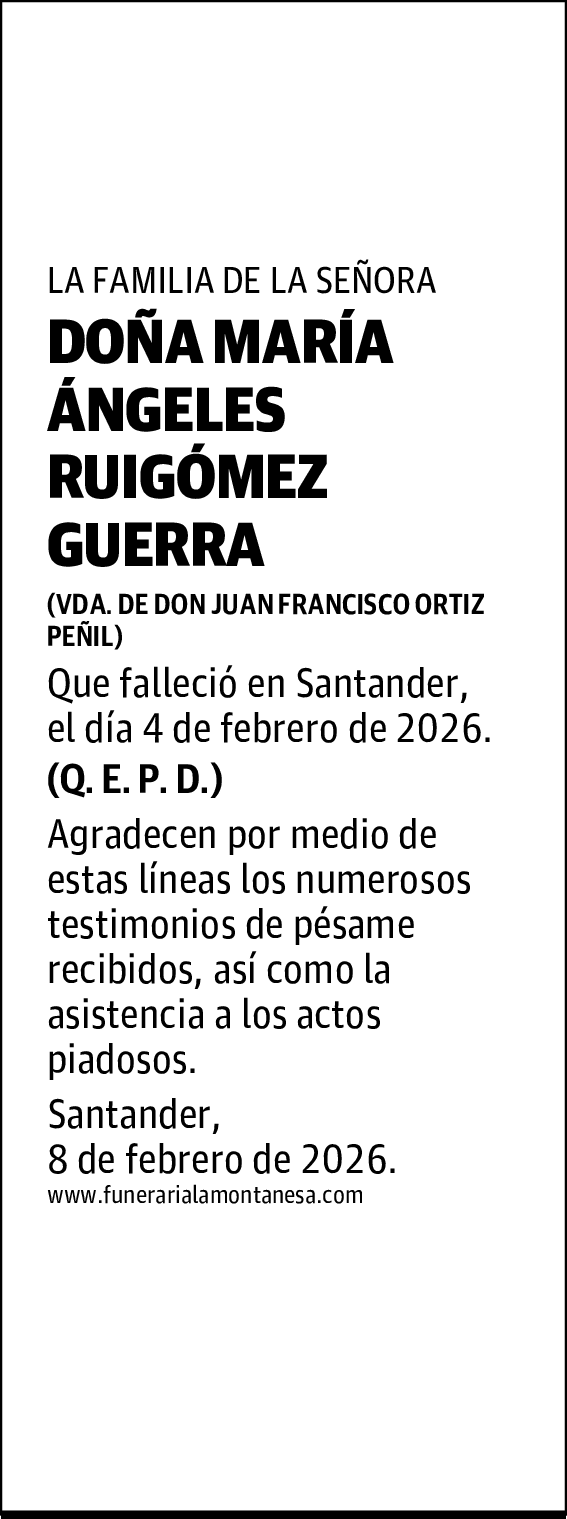 DOÑA MARÍA ÁNGELES RUIGÓMEZ GUERRA