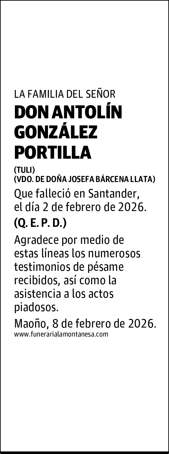 DON ANTOLÍN GONZÁLEZ PORTILLA