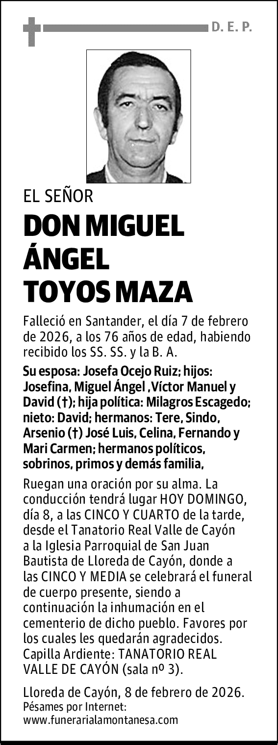 DON MIGUEL ÁNGEL TOYOS MAZA