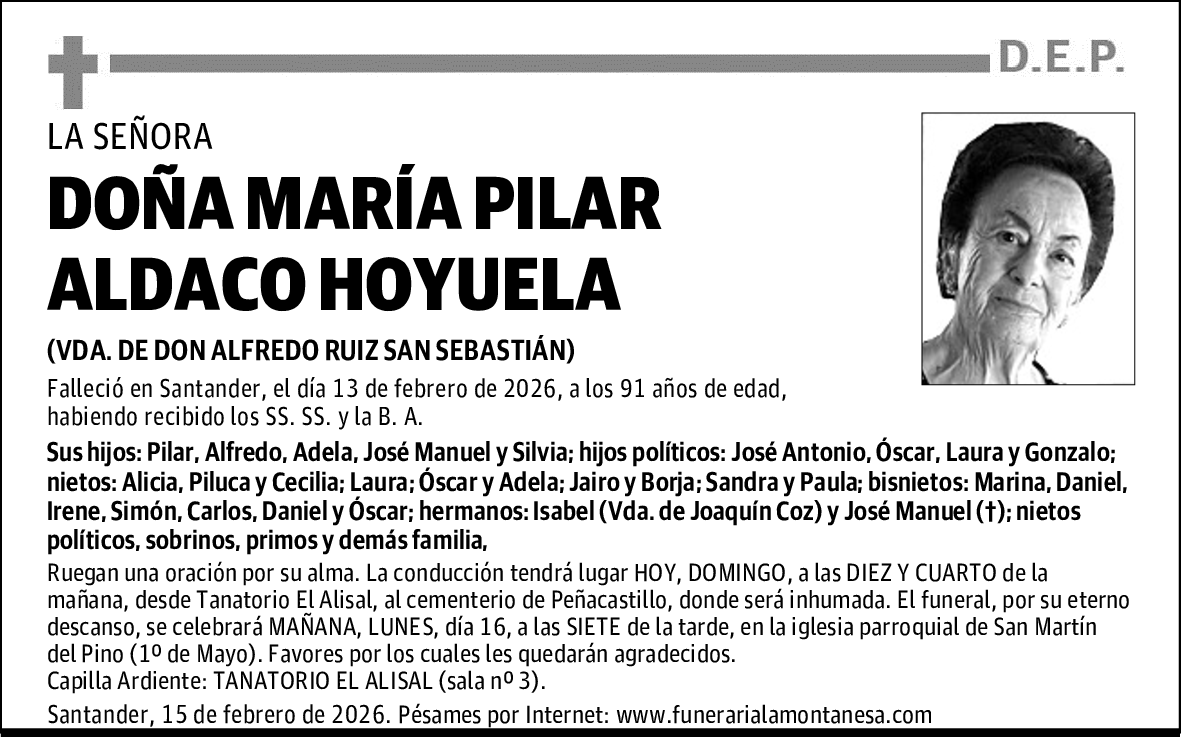 DOÑA MARÍA PILAR ALDACO HOYUELA