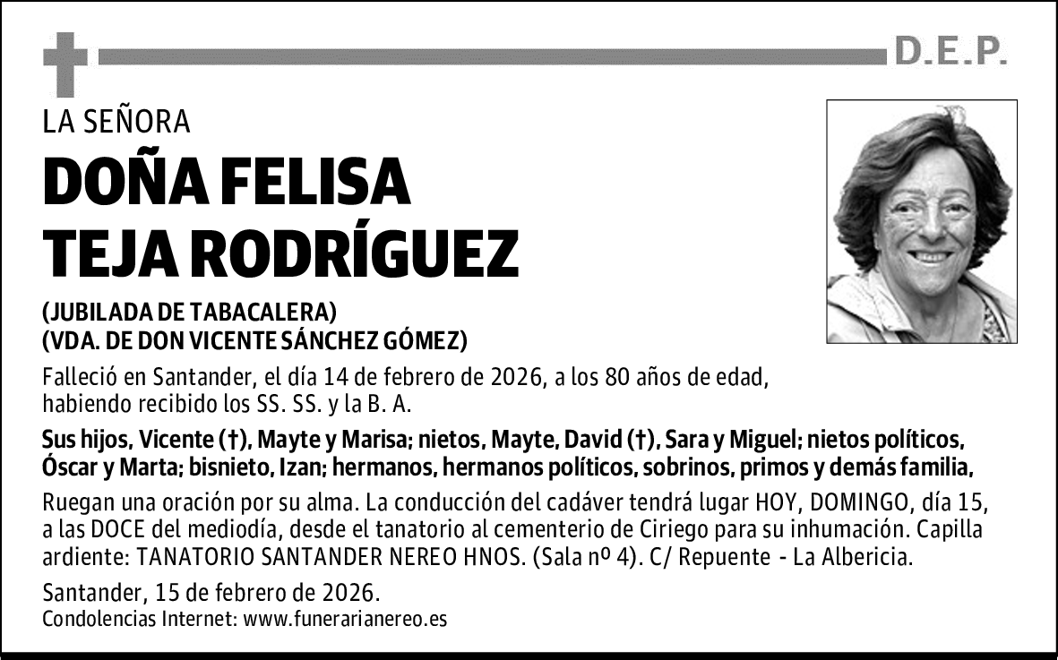 DOÑA FELISA TEJA RODRÍGUEZ