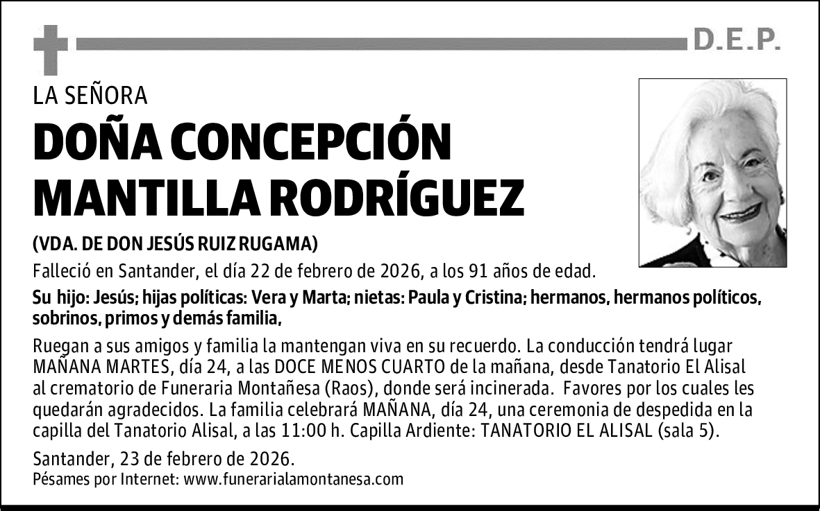 DOÑA CONCEPCIÓN MANTILLA RODRÍGUEZ