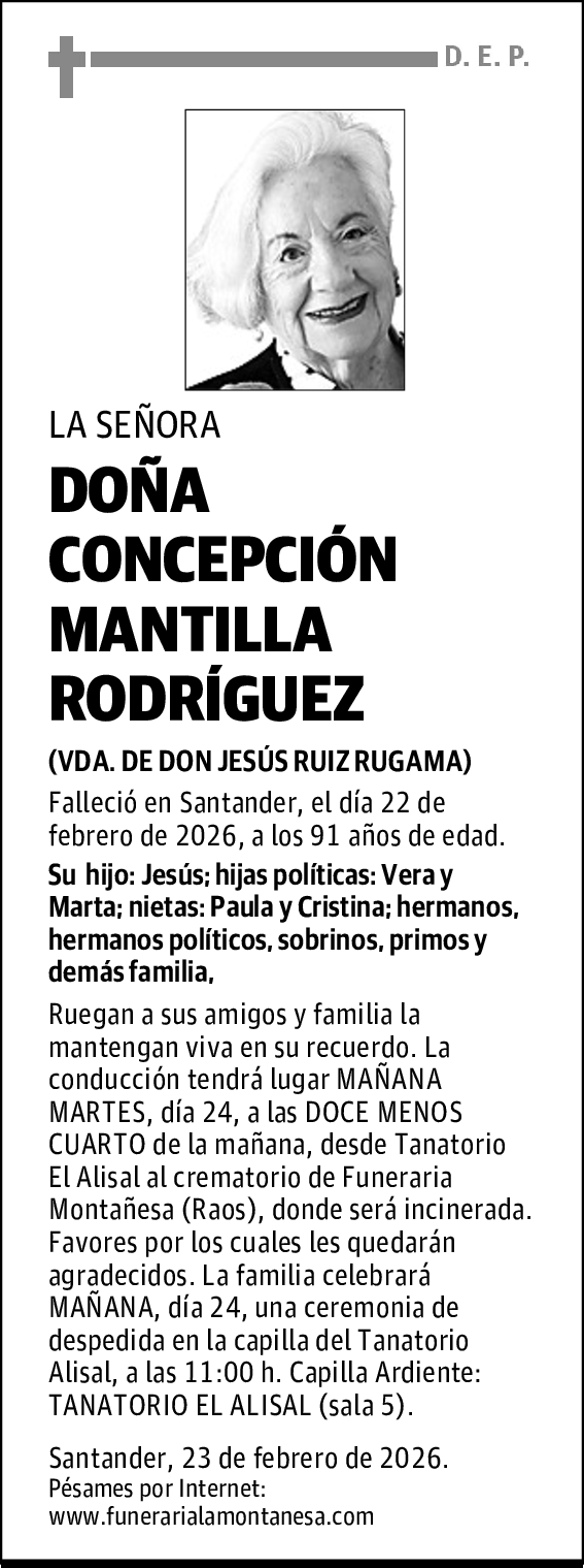 DOÑA CONCEPCIÓN MANTILLA RODRÍGUEZ
