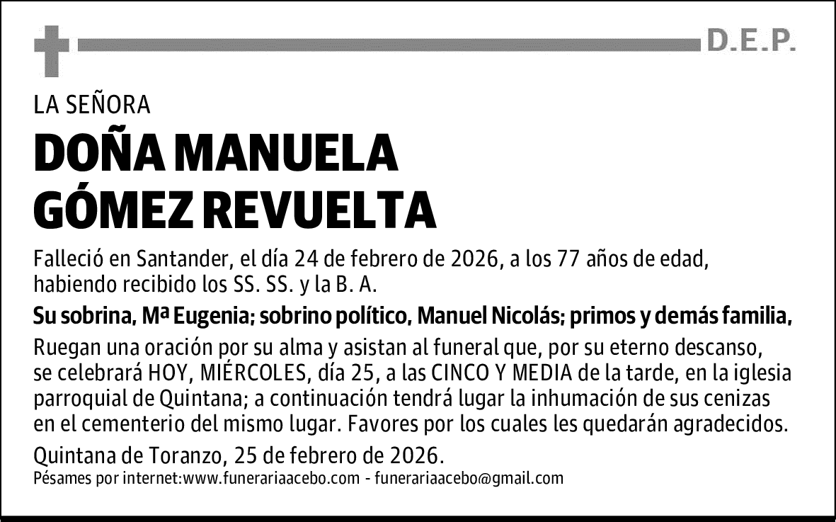 DOÑA MANUELA GÓMEZ REVUELTA