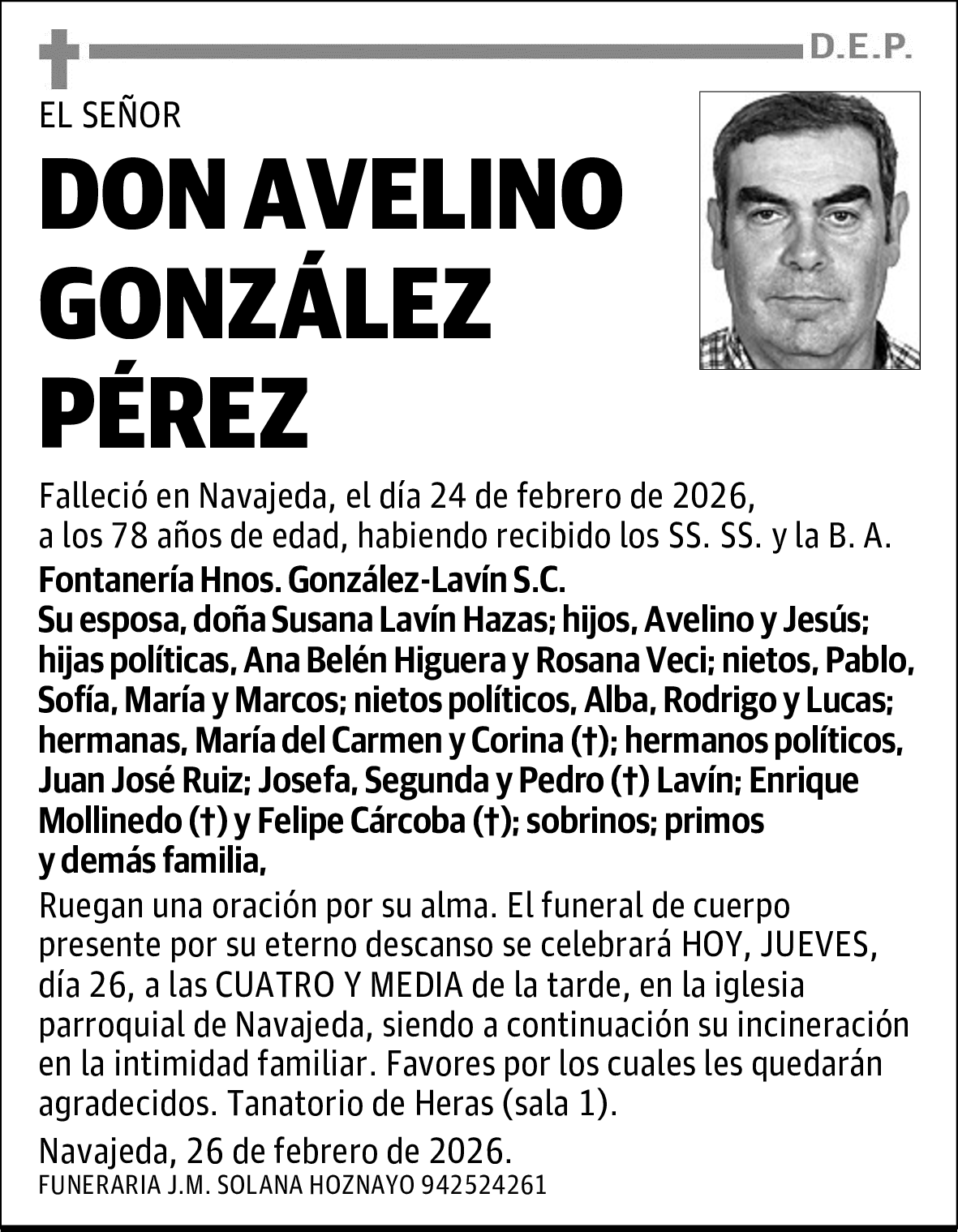 DON AVELINO GONZÁLEZ PÉREZ