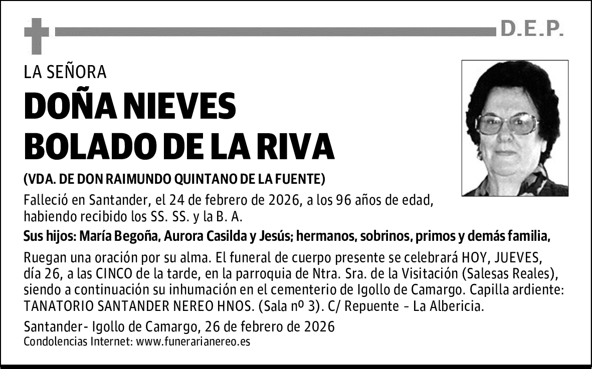 DOÑA NIEVES BOLADO DE LA RIVA