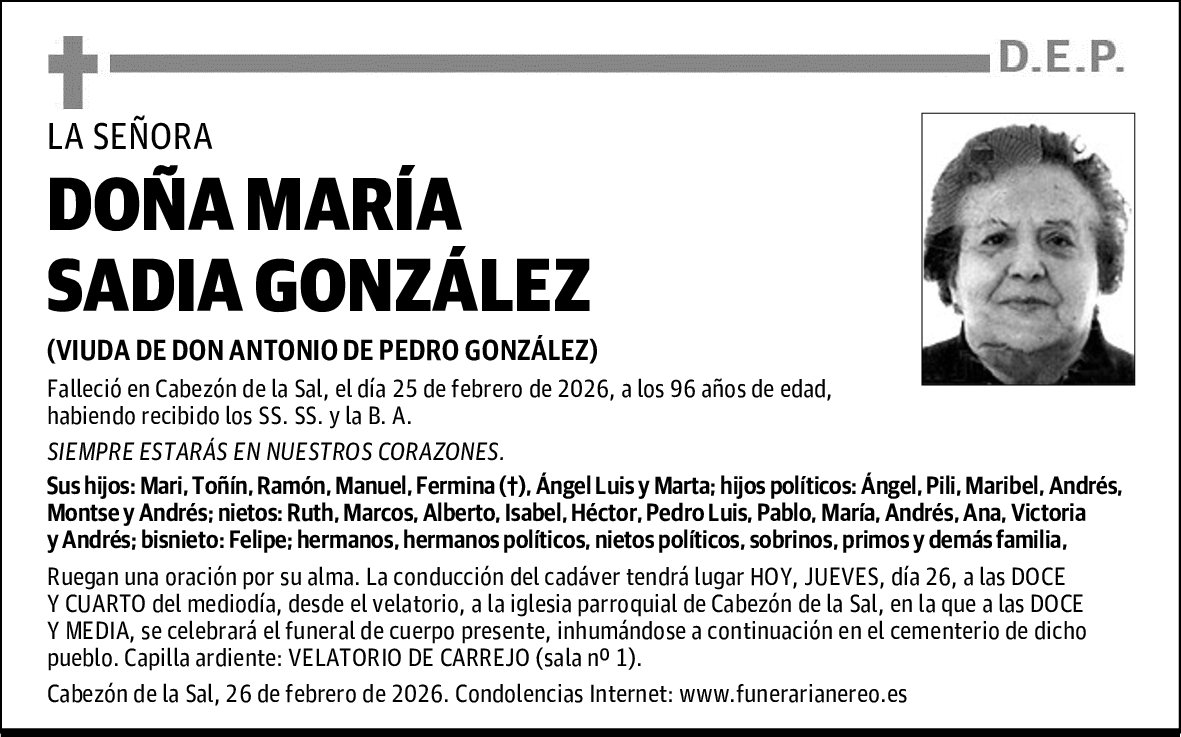 DOÑA MARÍA SADIA GONZÁLEZ