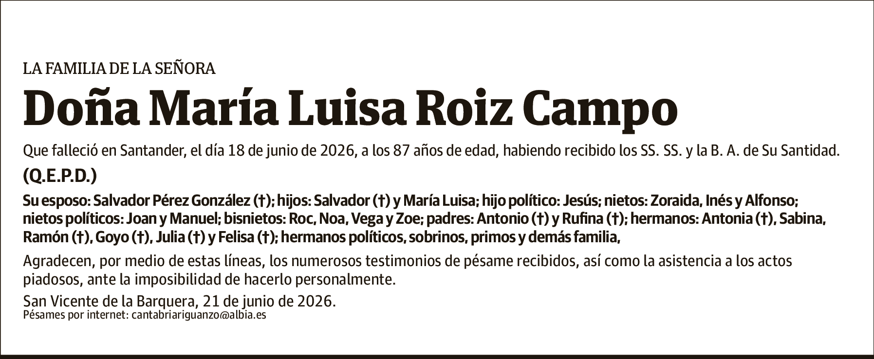María Luisa Roiz Campo