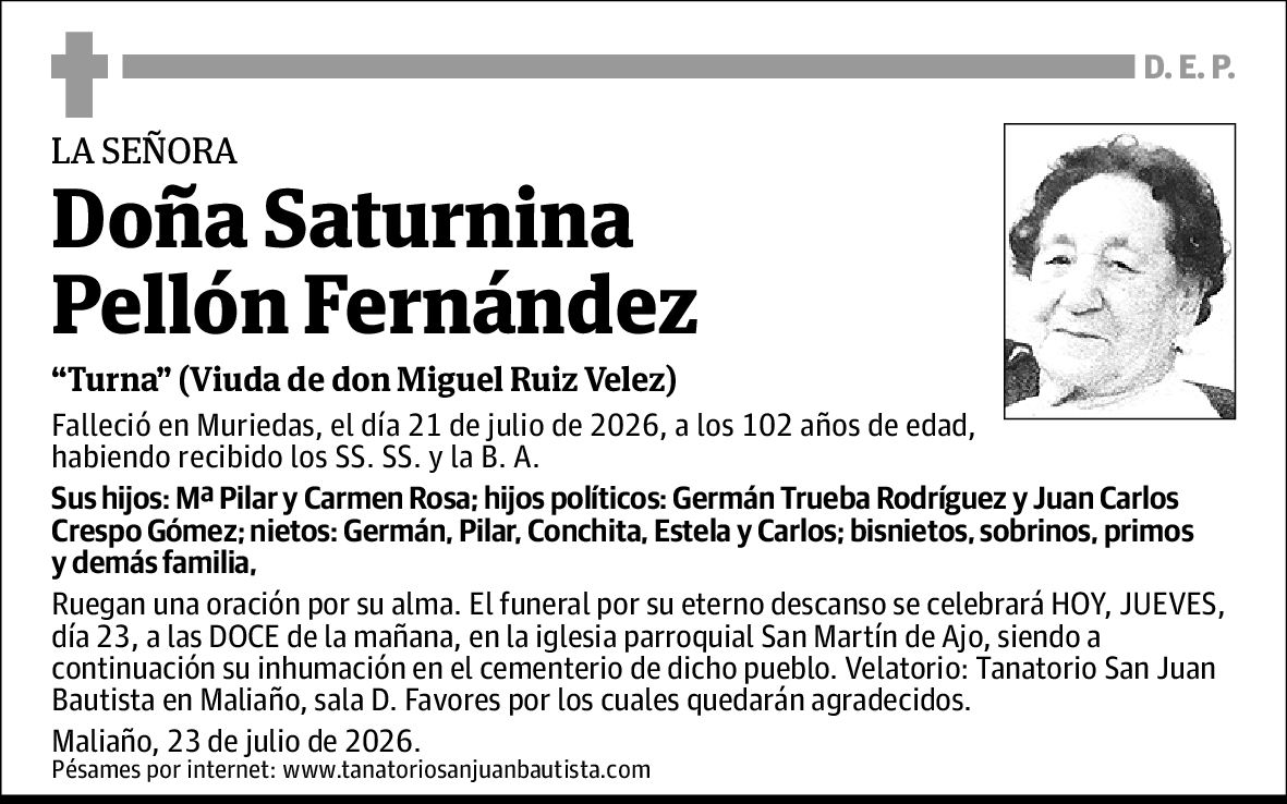Saturnina Pellón Fernandez