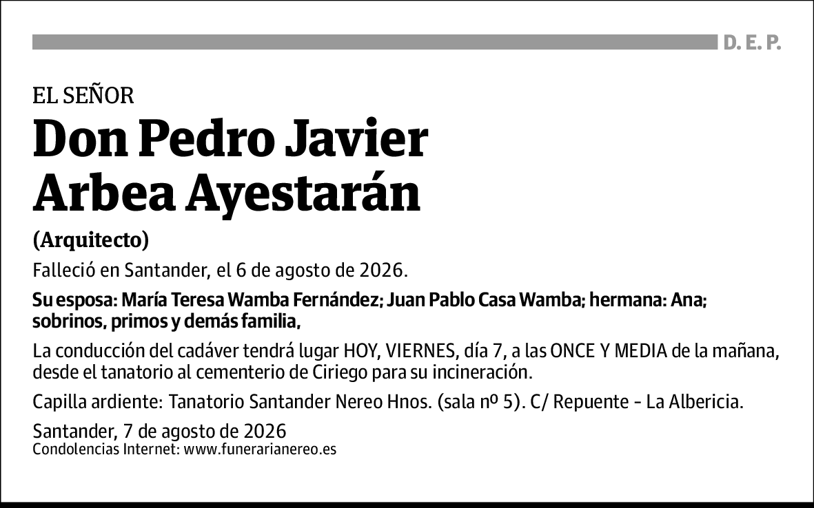 Pedro Javier Arbea Ayestarán